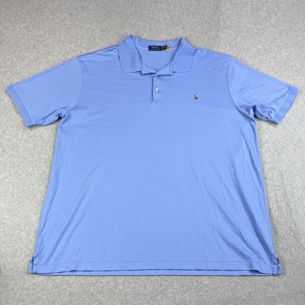 Polo Ralph Lauren Mens 3XLT Tall Short Sleeve Polo Shirt Solid Blue Cotton